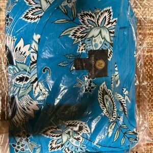 Macy's Turquoise and Black Floral Blouse